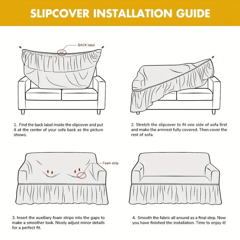 9# Dark Gray 4 Seater Seersucker Full Coverage Elastic Armrest Sofa Cover - Image 3