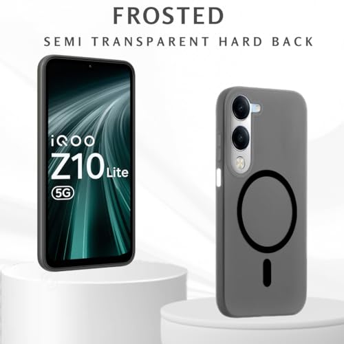 SHINESTAR Back Cover for iQOO Z10 Lite 5G / Vivo T4 Lite 5G | Frosted Semi-Transparent Slim Case | Only Compatible with Wireless Magnetic Accessories | Hard Back, Matte Finish – Black - Image 2
