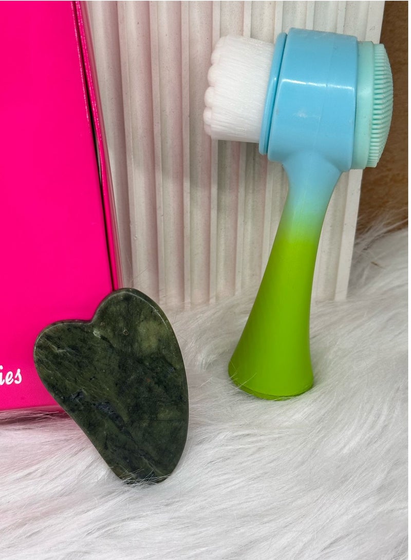 maya accessories face care set one peice of gua sha + Multifunctional Facial Cleansing Brush Cleansing Skin Care Brush Body Cleansing Brush Electric Facial Brush Facial Cleaning Brush Scrubber Makeup Remover Brush Man The Face - Image 1