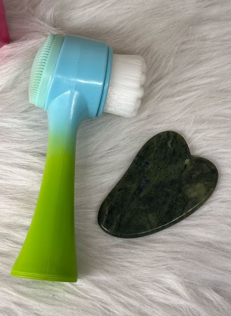 maya accessories face care set one peice of gua sha + Multifunctional Facial Cleansing Brush Cleansing Skin Care Brush Body Cleansing Brush Electric Facial Brush Facial Cleaning Brush Scrubber Makeup Remover Brush Man The Face - Image 2