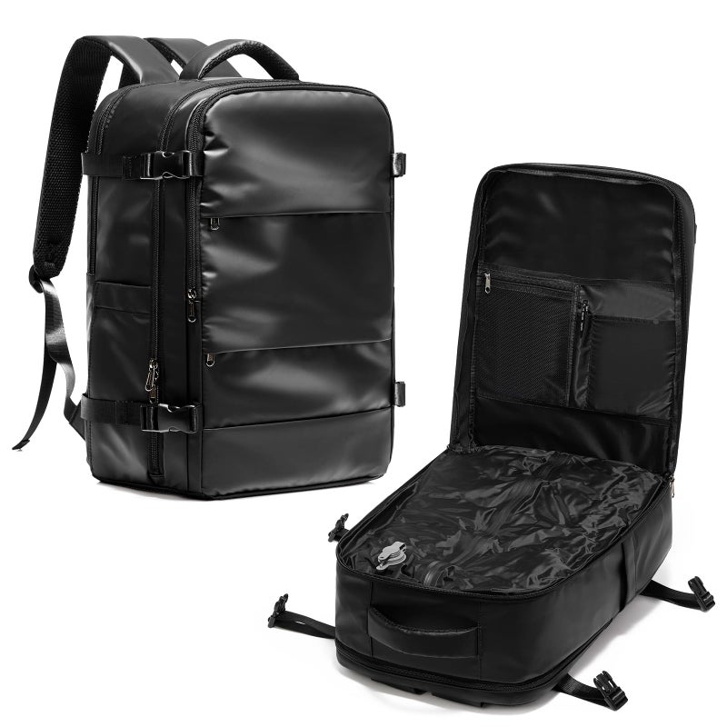 WEPLAN Vacuum Backpack Travel with Pump,Water Resistant Airbag Travel Backpack,Personal Item Carry on Backpacks Flight Approved 18x14x8 inches,Laptop Backpacks,Black - Image 1