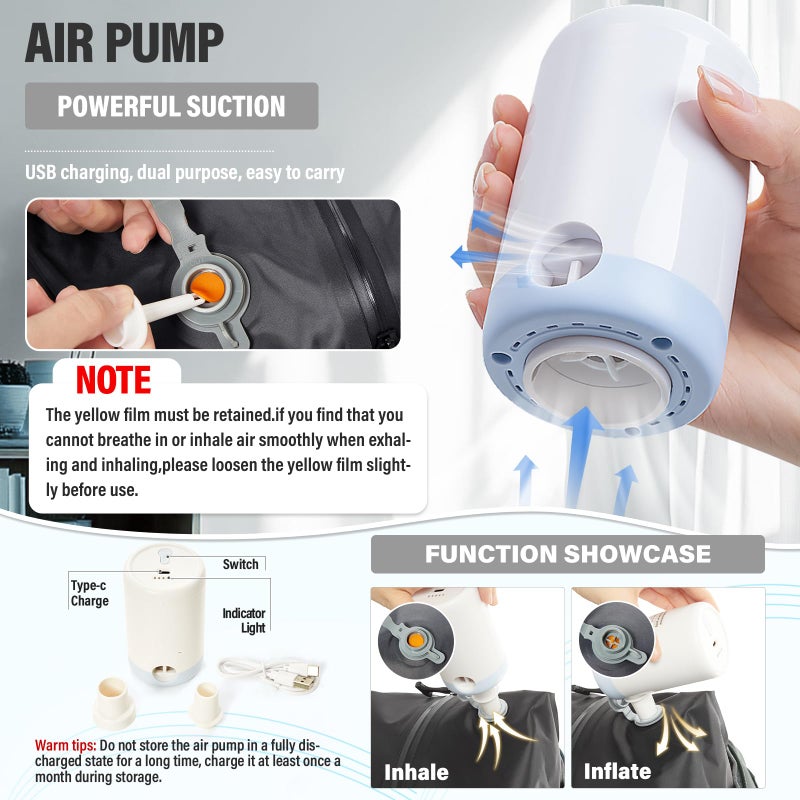 WEPLAN Vacuum Backpack Travel with Pump,Water Resistant Airbag Travel Backpack,Personal Item Carry on Backpacks Flight Approved 18x14x8 inches,Laptop Backpacks,Black - Image 4