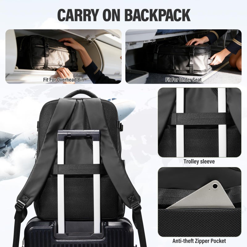 WEPLAN Vacuum Backpack Travel with Pump,Water Resistant Airbag Travel Backpack,Personal Item Carry on Backpacks Flight Approved 18x14x8 inches,Laptop Backpacks,Black - Image 5