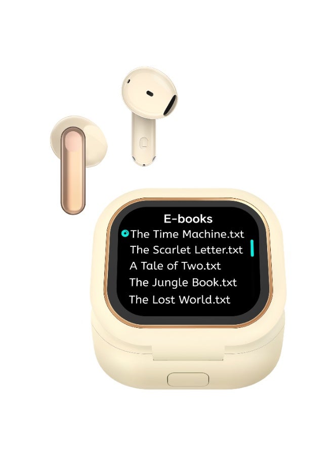 HONOR CHOICE CuBuds Wireless Earbuds with 2” Interactive Touch Screen, 50H Battery Life, 12.4mm Dynamic Driver, AI Call Noise Cancellation, IP54 Water Resistance & Dual Device Connection – Khaki - Image 3