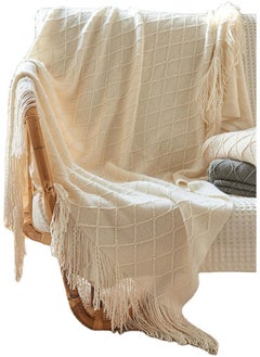 Aralifes Tassel Design Soft Blanket Keep Warm Cotton White 127 x 172cm  - Image 3