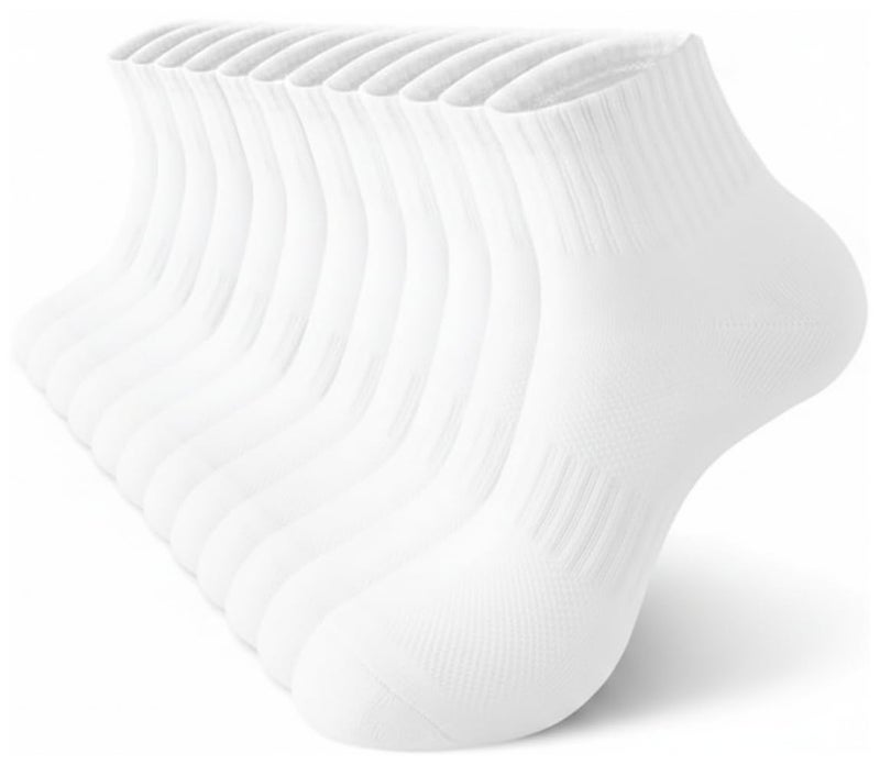Rehelu White Ankle Socks Crew Socks for Women, Cotton Running Gym Workout Socks for Women - Image 1
