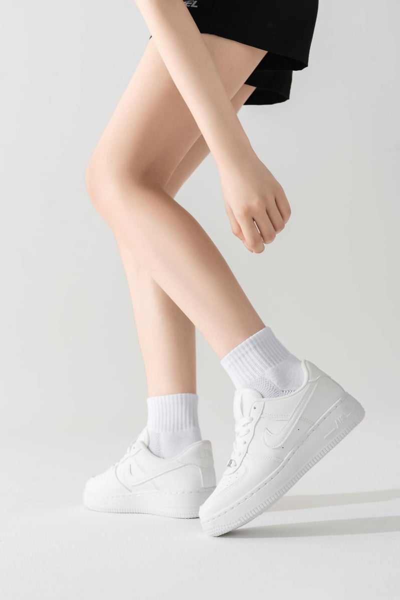 Rehelu White Ankle Socks Crew Socks for Women, Cotton Running Gym Workout Socks for Women - Image 5