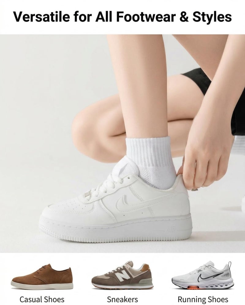 Rehelu White Ankle Socks Crew Socks for Women, Cotton Running Gym Workout Socks for Women - Image 2