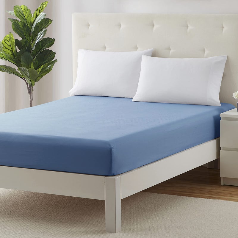 كلارا كلارك ورقة Clara Clark ذات الحجم الكامل Super Super Full Full Fully Pratts فقط تصل إلى 16 بوصة مرتبة - تتلاشى التجاعيد مقاوم للبقع مقاومة الحجم الكامل - ورقة زرقاء مجهزة - Image 1