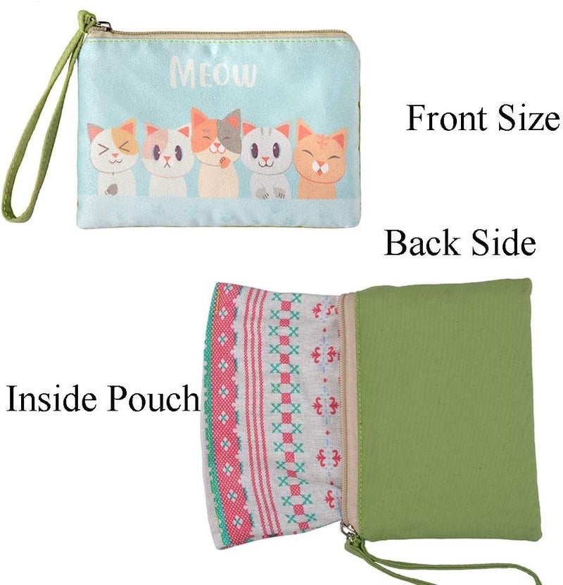 Rantanto Small Cute Cash Coin Purse, Canvas Change Purse, Kawaii Coin Pouch With Handle Christmas Gift For Women Teenager Girls (BG0016-1 Cat Meow) - Image 3