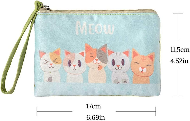 Rantanto Small Cute Cash Coin Purse, Canvas Change Purse, Kawaii Coin Pouch With Handle Christmas Gift For Women Teenager Girls (BG0016-1 Cat Meow) - Image 2