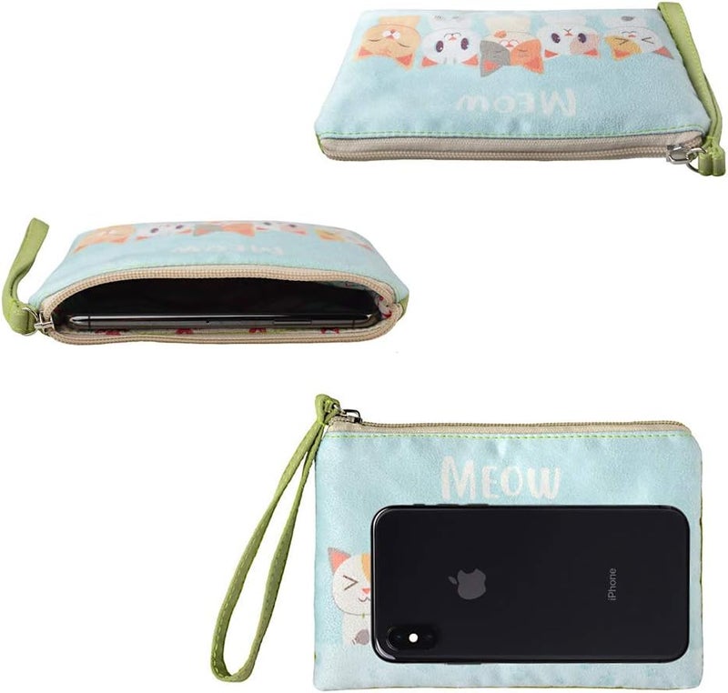 Rantanto Small Cute Cash Coin Purse, Canvas Change Purse, Kawaii Coin Pouch With Handle Christmas Gift For Women Teenager Girls (BG0016-1 Cat Meow) - Image 4