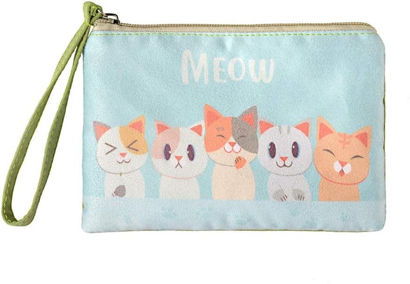 Rantanto Small Cute Cash Coin Purse, Canvas Change Purse, Kawaii Coin Pouch With Handle Christmas Gift For Women Teenager Girls (BG0016-1 Cat Meow) - Image 1
