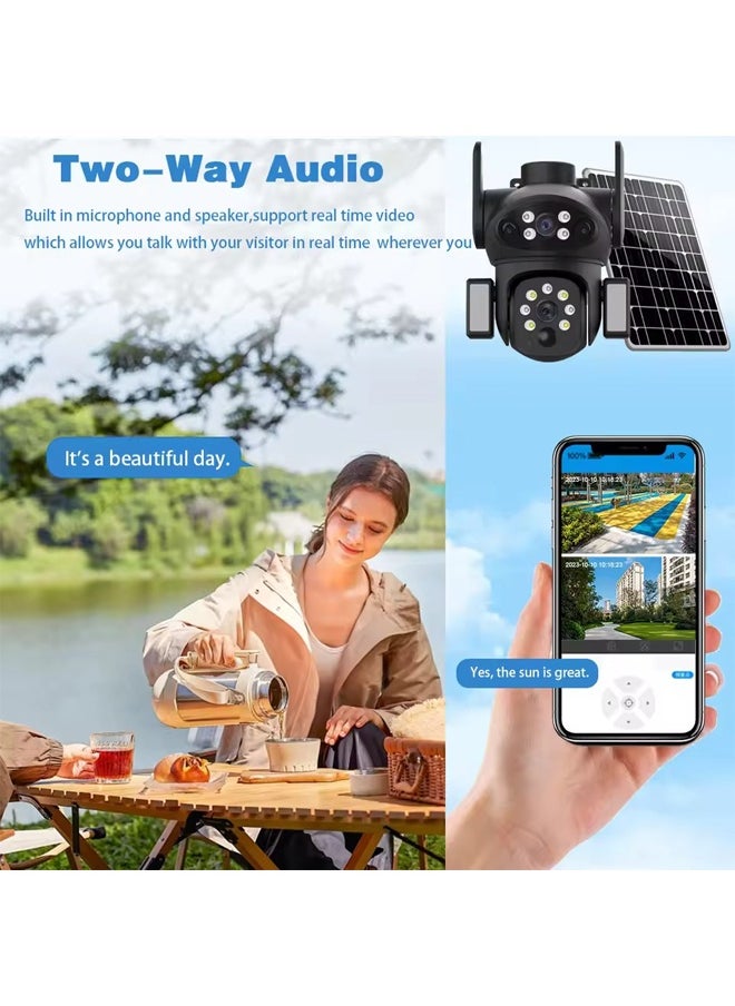 Makrystorm 4K Solar powered cam,8MP solar gimbal network camera, supports 4G SIM card, dual lenses and courtyard lights, built-in battery, PIR detection, 128GB SD card storage, outdoor closed-circuit television security full-color night visionera ﻿  - Image 3