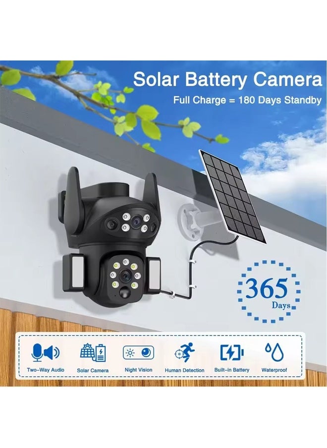 Makrystorm 4K Solar powered cam,8MP solar gimbal network camera, supports 4G SIM card, dual lenses and courtyard lights, built-in battery, PIR detection, 128GB SD card storage, outdoor closed-circuit television security full-color night visionera ﻿  - Image 2