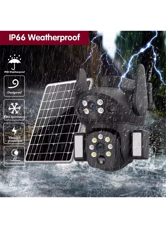 Makrystorm 4K Solar powered cam,8MP solar gimbal network camera, supports 4G SIM card, dual lenses and courtyard lights, built-in battery, PIR detection, 128GB SD card storage, outdoor closed-circuit television security full-color night visionera ﻿  - Image 5