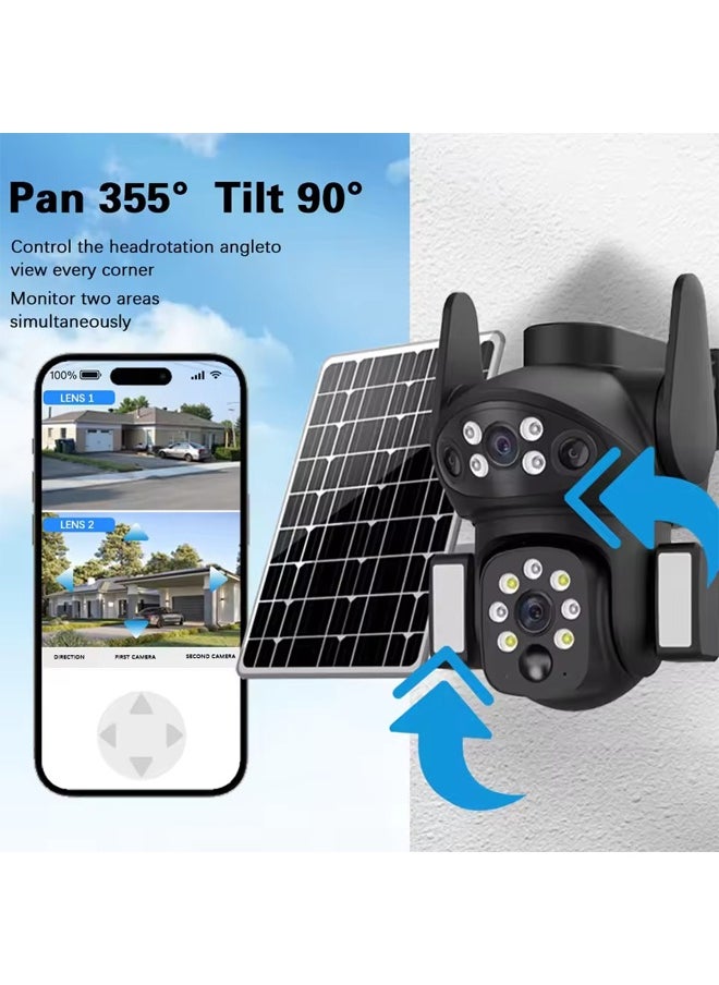 Makrystorm 4K Solar powered cam,8MP solar gimbal network camera, supports 4G SIM card, dual lenses and courtyard lights, built-in battery, PIR detection, 128GB SD card storage, outdoor closed-circuit television security full-color night visionera ﻿  - Image 4