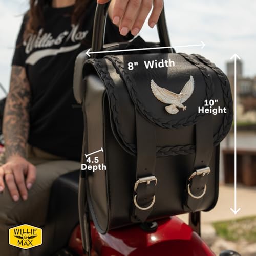 Dowco داوكو ويلي وماكس 58411-00 سلسلة السحر: حقيبة سيسي بار دراجة نارية من الجلد الصناعي، سوداء، تناسب عالمي، سعة 6 لترات، 8" × 10" × 4.5" - Image 5