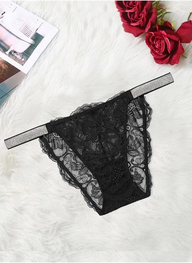 MARGOUN New Women's Panties Lace Print Underwear For Girls Ladies Soft Shorts Underpants Lingerie Fashion Design Black  - Image 1
