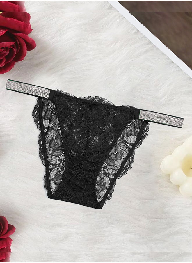 MARGOUN New Women's Panties Lace Print Underwear For Girls Ladies Soft Shorts Underpants Lingerie Fashion Design Black  - Image 2