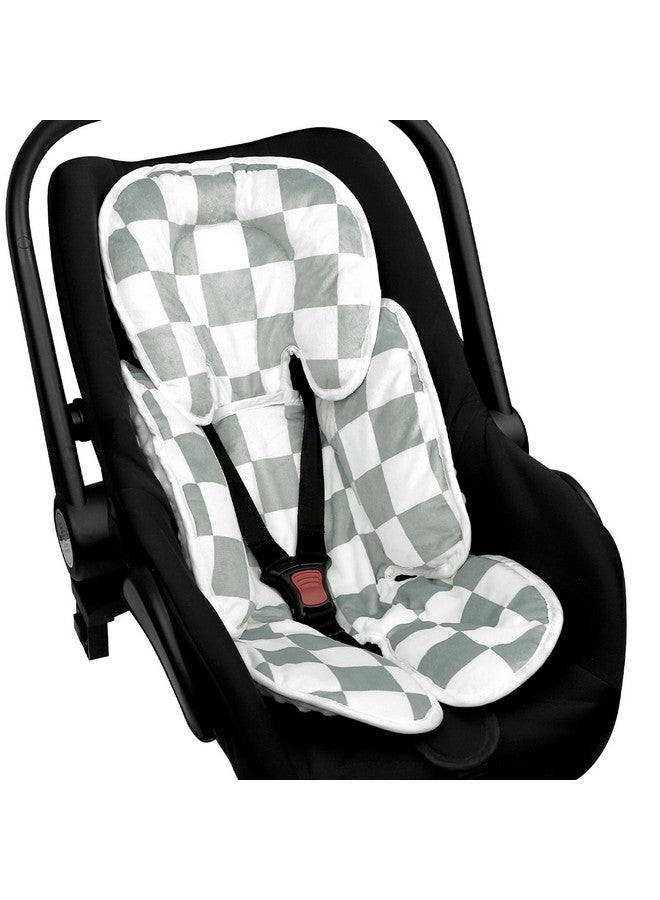 DILIMI Infant Car Seat Insert, 2-in-1 Carseat Head Support for Newborn, Soft Baby Head Support for Car Seat, Stroller, Bouncers, Green Checkered - Image 1