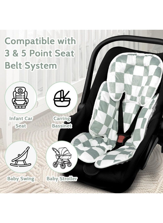 DILIMI Infant Car Seat Insert, 2-in-1 Carseat Head Support for Newborn, Soft Baby Head Support for Car Seat, Stroller, Bouncers, Green Checkered - Image 5