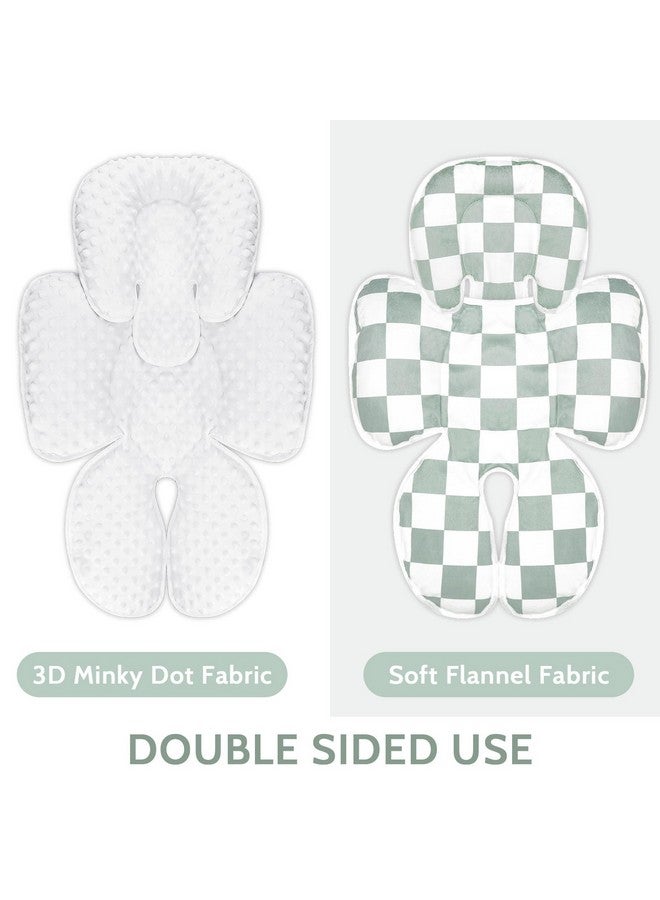 DILIMI Infant Car Seat Insert, 2-in-1 Carseat Head Support for Newborn, Soft Baby Head Support for Car Seat, Stroller, Bouncers, Green Checkered - Image 2