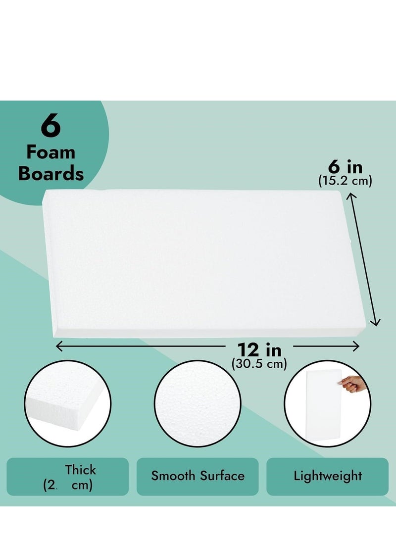 CRAFT MAGIC 6PCS Craft Foam Blocks 30x15x2cm Rectangle Polystyrene Thermocol Styrofoam Sheets for DIY Arts Crafts Sculpting Flower Arrangements Modeling School Office Home Use - Image 3