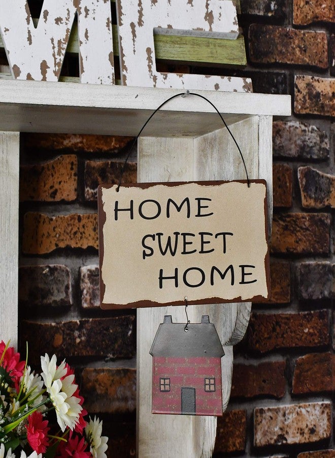 Attraction Design Rustic Metal Home Sweet Home Sign for Home Decor, Decorative Metal Hanging Home Sweet Home Wall Decor, 10.6" X 7.5" Rustic Metal Wall Sign Decor for Home Window Wall Indoor Outdoor Decor (White) - Image 2