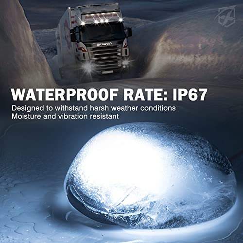 Xprite Smoke Lens Rooftop Cab Clearance Light, Roof Top Marker Running White LEDs Lights Kit Compatible with Pickups Trucks Ford Dodge Ram GMC Toyota Vans SUV POV Vehicle, 5Pcs - Image 4