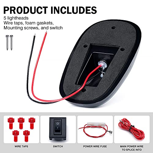 Xprite Smoke Lens Rooftop Cab Clearance Light, Roof Top Marker Running White LEDs Lights Kit Compatible with Pickups Trucks Ford Dodge Ram GMC Toyota Vans SUV POV Vehicle, 5Pcs - Image 5