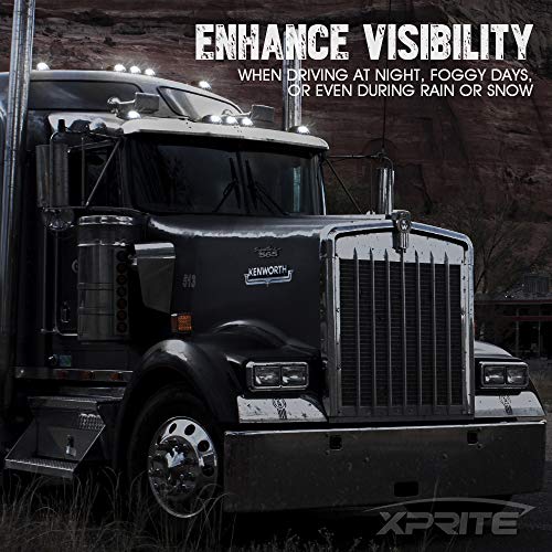 Xprite Smoke Lens Rooftop Cab Clearance Light, Roof Top Marker Running White LEDs Lights Kit Compatible with Pickups Trucks Ford Dodge Ram GMC Toyota Vans SUV POV Vehicle, 5Pcs - Image 3