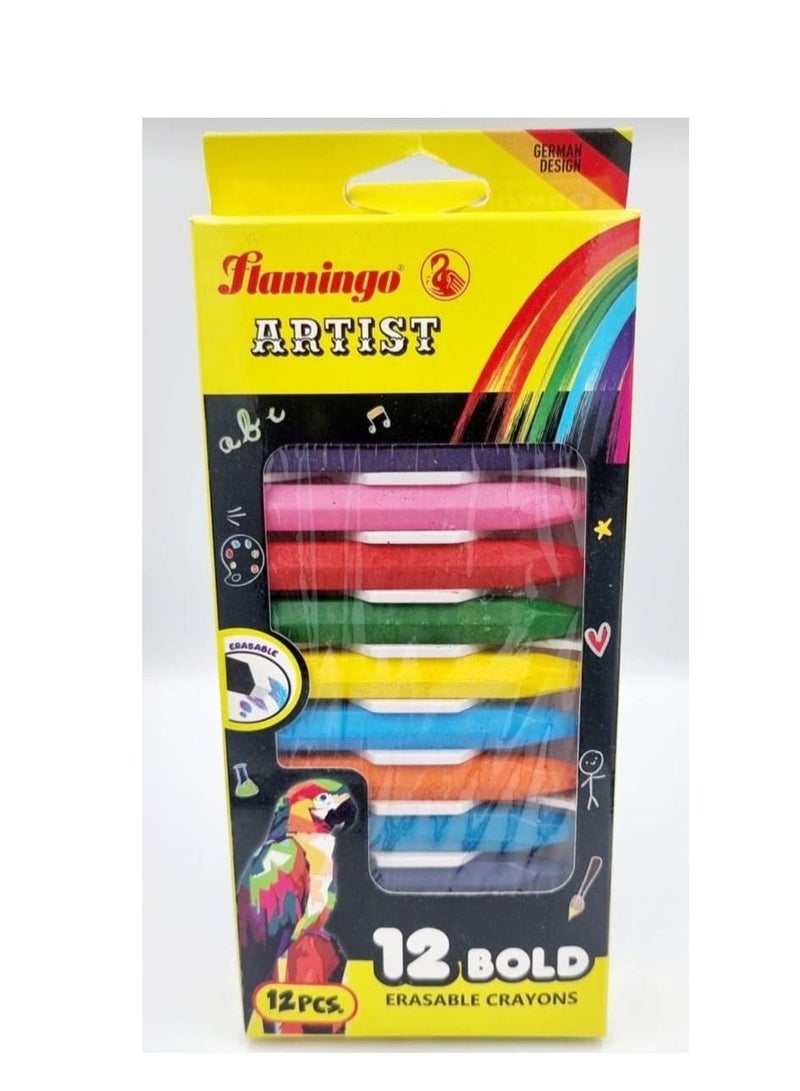 Flamingo ARTIST 12 BOLD ERASABLE CRAYONS
