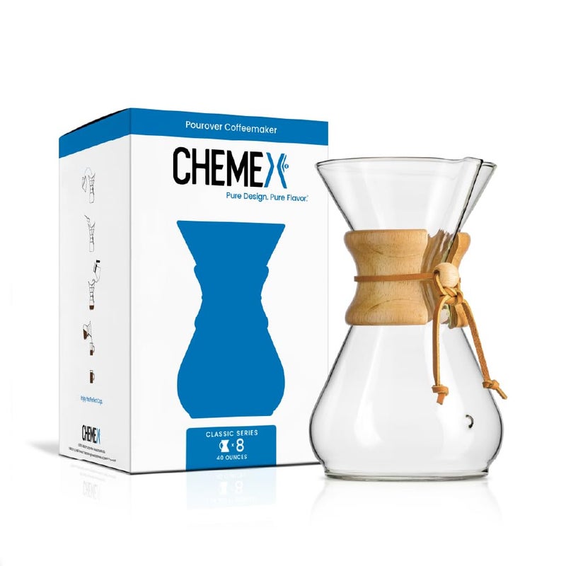 Chemex Pour-Over Glass Coffeemaker - Classic Series - 8-Cup - Exclusive Packaging - Image 1