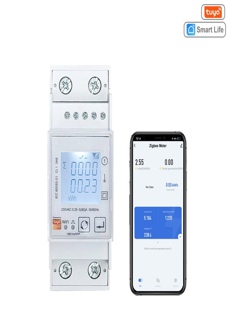 تويا عداد كهربائي لاسلكي ذكي أحادي الطور من Tuya ZigBee لقياس استهلاك الطاقة الشمسية ثنائي الاتجاه وكشف التيار والجهد والتحكم في تطبيق الهاتف المحمول ودعم الوقت - Image 2
