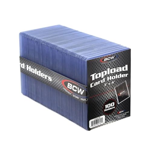 BCW 3x4 Standard Topload Card Holders | 100 Pack | Top Loaders for Cards | Rigid Card Protector | Fits Standard Size Cards Up to 20pt - Image 1