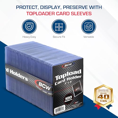 BCW 3x4 Standard Topload Card Holders | 100 Pack | Top Loaders for Cards | Rigid Card Protector | Fits Standard Size Cards Up to 20pt - Image 2