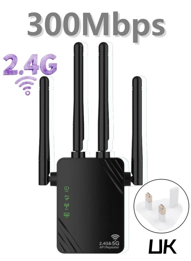 مكرر إشارة واي فاي 300 ميجابت في الثانية، موسع واي فاي ثنائي النطاق 2.4 جيجاهرتز، موسع نطاق عريض/واي فاي، إعداد بلمسة واحدة، توصيل وتشغيل - Image 1