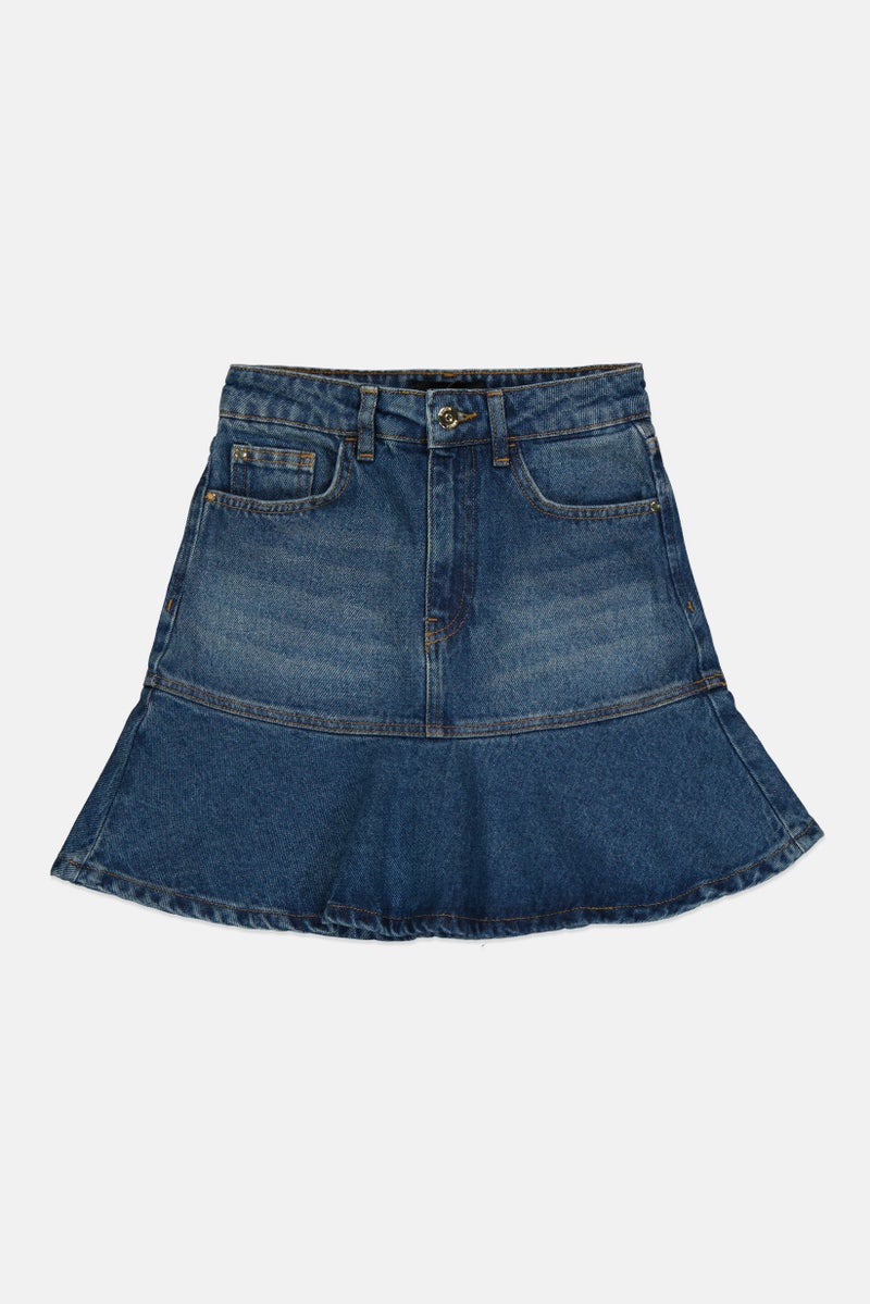 Mohito Women Washed Denim Mini Skirts, Blue - Image 2