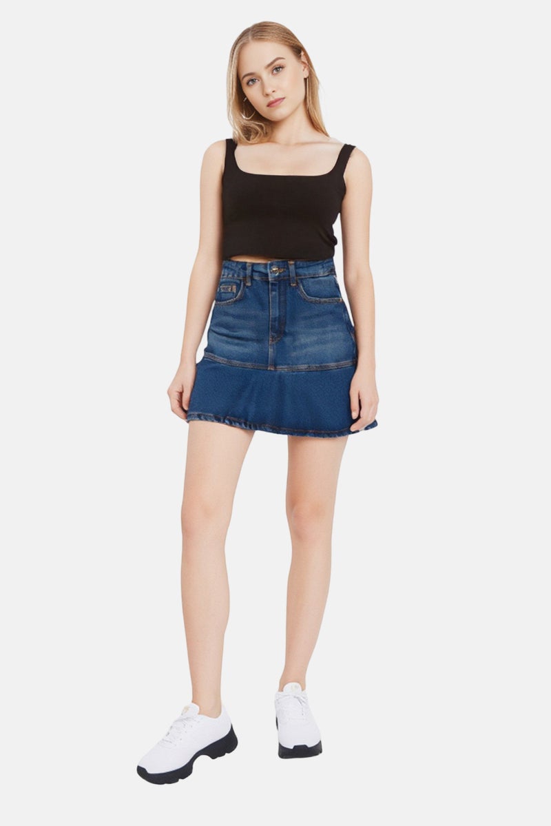 Mohito Women Washed Denim Mini Skirts, Blue - Image 1