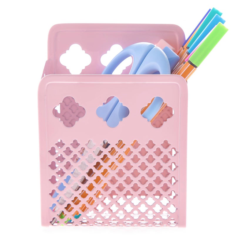 zeyce Magnetic Pen Holder, Mesh Metal Strong Magnet Dry Erase Marker Holder Pencil Organizer Small Items Basket for Refrigerator, Whiteboard, Locker Accessories-Pink - Image 3