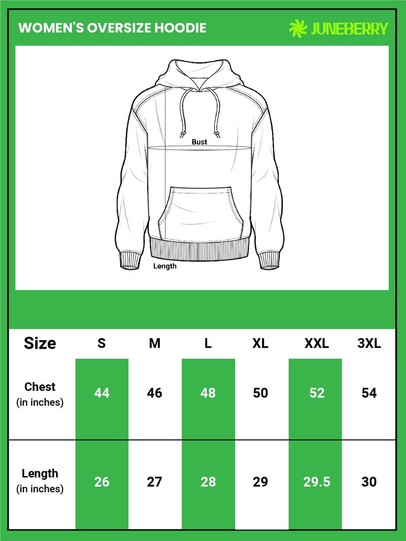 JUNEBERRY® Polycotton Spun Oversized Fit Drop Shoulder Hooded Sweatshirt Full Sleeves Front Graphic Printed Jumper Hoodie for Women (OS_JB_HD_ABTU_TR_XXL) Tibetan Red - Image 5