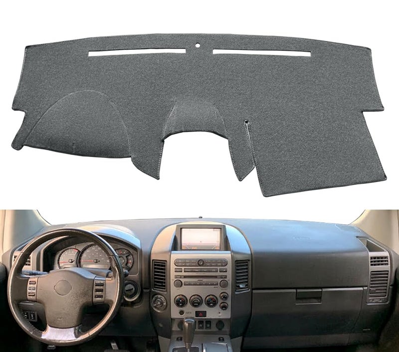Fcovergurus Dash Cover Mat Custom Fit for Nissan Armada 2004-2007/Titan 2004-2012 with Navigation, Dashboard Pad Carpet Protector Y60 (Gray) - Image 2