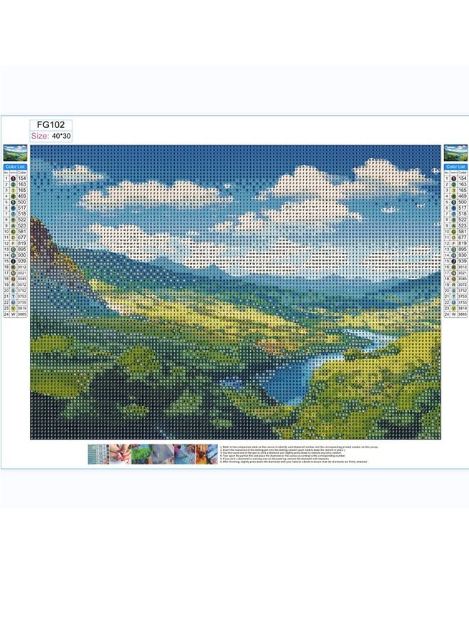 5D DIY Diamond Painting Mountain Lake Landscape Full Drill by Number Kits, Scenery Craft Decor, Paint with Diamonds Embroidery Set DIY Craft Arts Decorations (16x12inch) - Image 3