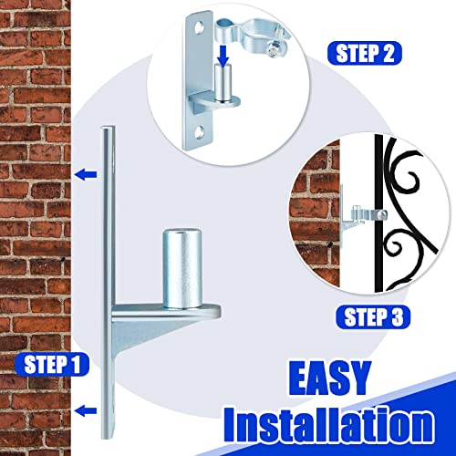 Dunzy 4 Pcs Heavy Duty Wall Mount Gate Hinge Pipe Gate Hinge Chain Link Fence Pressed Steel Chain Link Fence Frame Outdoor Hardware - Image 3