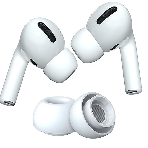 KACA Silicone Replacement Ear Tips for Apple AirPods Pro 2 & AirPods Pro | Pain Reducing, Anti-Slip Eartips | Fits in The Charging Case (Medium Size, 1 Sets, 2Pc) (White) - Image 1