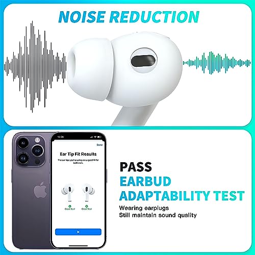 KACA Silicone Replacement Ear Tips for Apple AirPods Pro 2 & AirPods Pro | Pain Reducing, Anti-Slip Eartips | Fits in The Charging Case (Medium Size, 1 Sets, 2Pc) (White) - Image 5