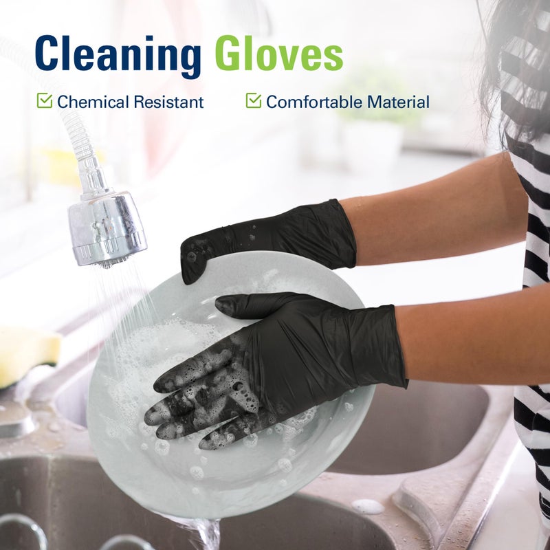 SWIFTLITE Black Nitrile Gloves, Food Safe Disposable Gloves Latex Free, Rubber Gloves Powder Free for Cooking, Kitchen Cleaning (100, X-Large) - Image 5