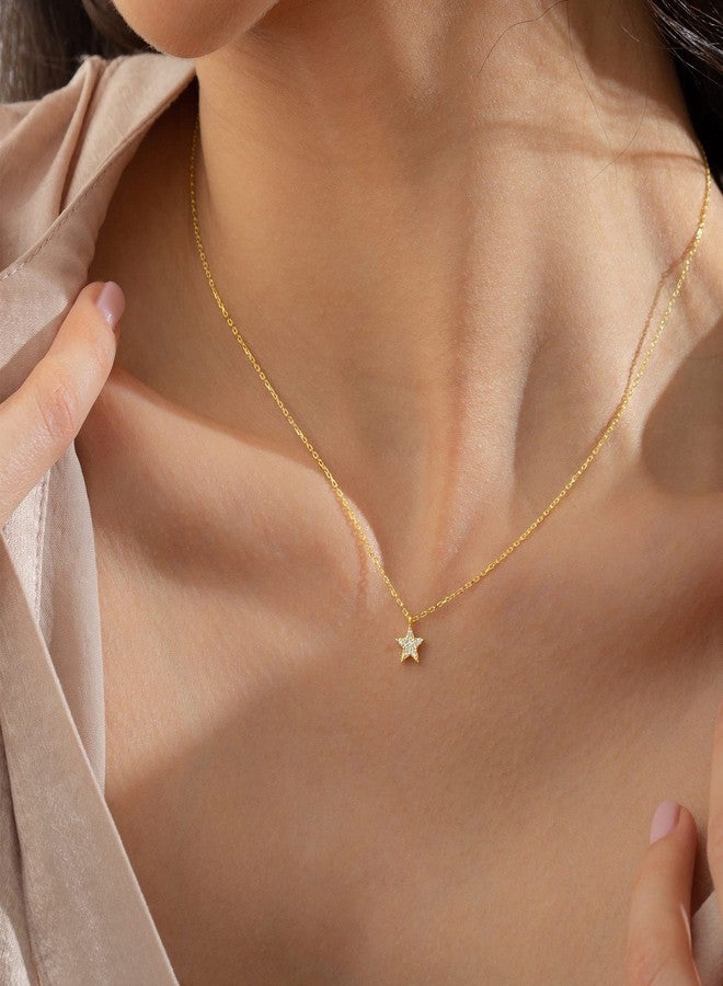 LLWOM Star Necklace, 14K Gold Plated Dainty Gold Necklace For Women Celestial CZ Star Cluster Necklace - Image 2