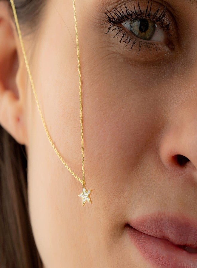 LLWOM Star Necklace, 14K Gold Plated Dainty Gold Necklace For Women Celestial CZ Star Cluster Necklace - Image 3